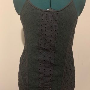 Free People blue eyelet & knit top. Medium